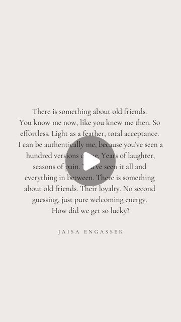 Jaisa Engasser on Instagram: "Old Friends
.
.
.
.
.
.
.
.
.
.
#friendship #friends #oldfriends #bestfriends #loyalty #yearsoffriendship #laughter #writerscommunity #writers #writersofinstagram #poetry #poemsofinstagram #friendshipquotes #bestfriendquotes" Quotes About Old Friends, Old Friends Quotes, Old Friend Quotes, Best Friend Quotes, Friends Quotes, Friendship Quotes, Shopping List, Old Friends, Art Quotes