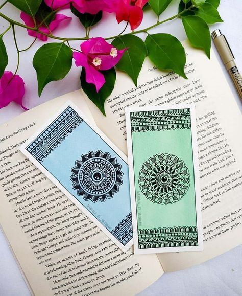 Mandala Art For Bookmarks, Mandala Drawing Bookmark, Mandela Art Bookmark, Mandala Art Bookmark With Quotes, Mandala Bookmark Hand Drawn, Mandala Sketch, Craft Instructions For Kids, Mandala Book, Handmade Bookmarks Diy