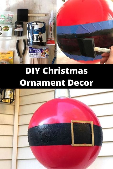 Outdoor Porch Decor, Giant Christmas Ornaments, Dream Products, Diy Christmas Decor, Diy Christmas Ornament, Bouncy Balls, Dollar Store Christmas, Dollar Tree Christmas, Christmas Porch Decor