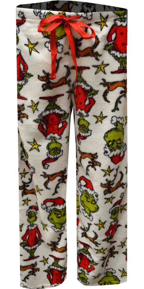 A wonderful, awful idea? Perfect for the Dr. Seuss Fan, these soft, plush lounge pants for women feature everyone's favorite Dr. Seuss Christmas character, The Grinch, along with his sidekick Max. These soft, warm, plush pants feature a drawstring and elastic waist. Perfect for the Christmas season! Junior cut. Fuzzy Pj Pants, Dr Seuss Christmas, Christmas Pj Pants, Plush Pants, Dr Seuss The Grinch, Betty Boop Classic, Christmas Pj, Cartoon Costumes, Work Pants Women