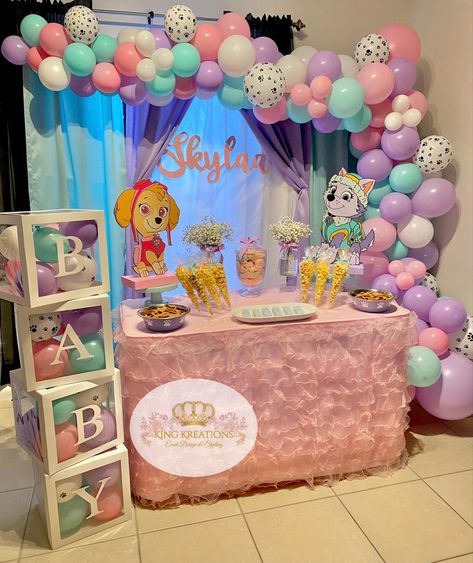 Paw Patrol Birthday Ideas Girl, Paw Patrol Party Ideas Girl, Paw Patrol Girl Party, Paw Patrol Girl Birthday, Paw Patrol Decor, Patrolne Sape, Skye Birthday Party Paw Patrol, Girl Paw Patrol Party, Skye Birthday Party