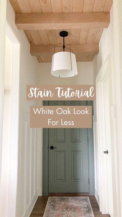 Paige Bower | Budget DIY + Custom Carpentry + Design | You too can get the White Oak look for less, using Clear Pine + my favorite stain combo! We have used these exact materials time & time… | Instagram Pine To Look Like White Oak, How To Make Pine Look Like White Oak, Faux Floating Shelves, Green Beadboard, Perfect Stain Color, Custom Carpentry, White Washed Pine, Weathered Oak Stain, Cedar Stain