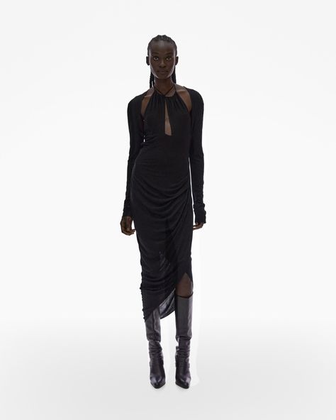 Helmut Lang Long-Sleeve Halter Dress | WWW.HELMUTLANG.COM | Helmut Lang Helmut Lang Dress, Halter Neckline, Helmut Lang, Gender Female, Halter Dress, Cold Shoulder Dress, Women Wear, Man Shop, Wedding Dress