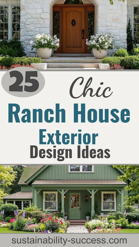 25 Trendy Ranch House Exterior Design Ideas For Your Makeover Ranch House Exterior Makeover, Ranch House Exterior Remodel, Ranch Exterior Makeover, House Exterior Remodel, White Ranch House, Charm Drawing, Exterior Home Makeover, Contemporary Entryway, Ranch House Exterior