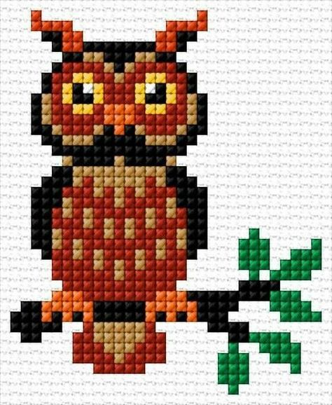 Cross Stitch Calculator, Cross Stitch Owl, Owl Cross Stitch, Easy Cross Stitch Patterns, Pola Kristik, Cross Stitch Bookmarks, Cross Stitch Bird, Owl Patterns, Cross Stitch Cards