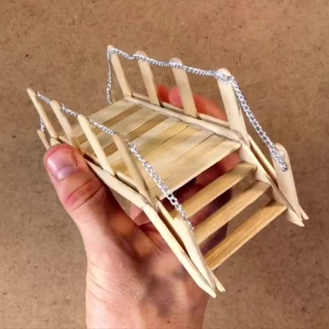 Cute Things To Make With Popsicle Sticks, Popsicle Stick Crafts For Adults Diy, Popsicle Stick Projects, Popsicle Bridge, Popsicle Stick Bridges, Popsicle Stick Art, Popsicle Stick Crafts House, Popsicle Stick Houses, Diy Popsicle Stick Crafts