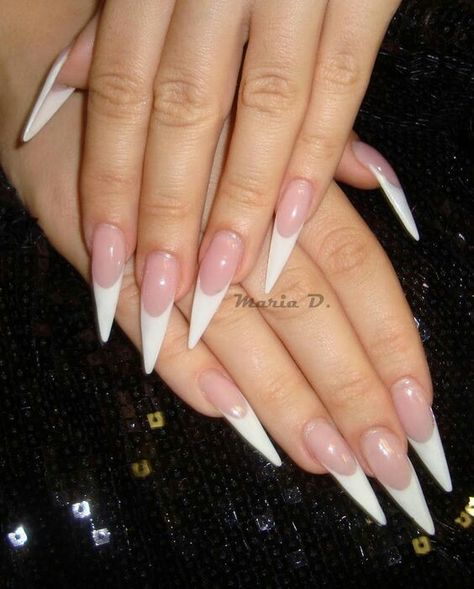 French Stiletto Nails, French Stiletto, White Stiletto Nails, Acrylic Nails Natural, Red Stiletto Nails, Acrylic Nails Stiletto, Long Stiletto Nails, Perfect Ten, Stiletto Nail Art