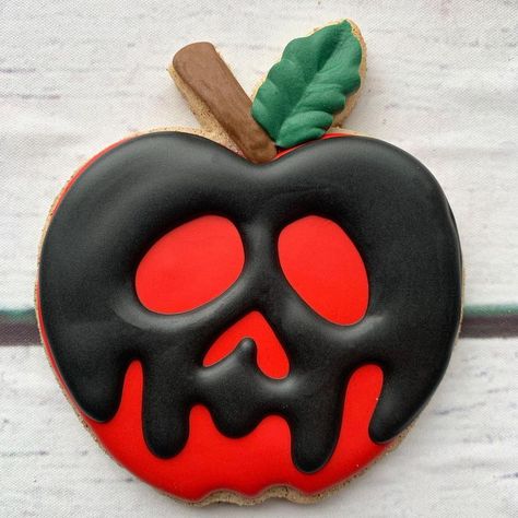 One bite and all your dreams will come true. Black and red are @thesugarart master elites. #Halloweenseason #spookyseason #spookyaf… Apple Cookie, Poisoned Apple, Dreams Will Come True, Poison Apple, Apple Cookies, Poison Apples, First Bite, Cookie Art, Halloween Cookies