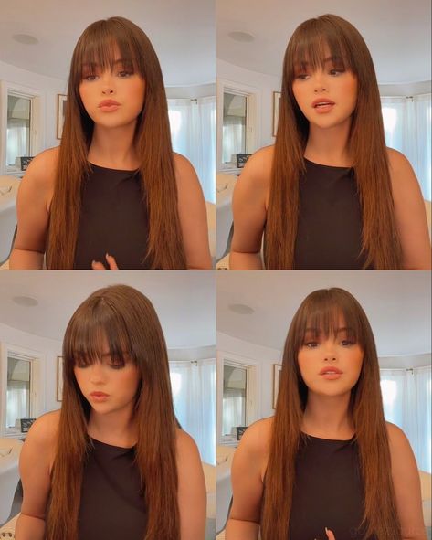 Selena Gomez Bangs, Selena Gomez With Fans, Selena Gomez Hair, Selena Gomez Album, Selena Gomez Pictures, Peinados Fáciles Para Cabello Corto, New Hairstyle, Haircuts Straight Hair, Marie Gomez