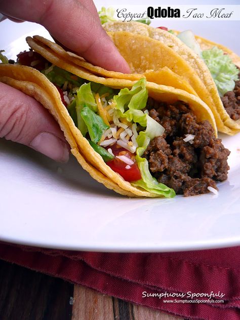 Copycat Qdoba Taco Meat ~ Sumptuous Spoonfuls #quick #easy #Qdoba #seasoned #groundbeef #recipe Qdoba Ground Beef Recipe, Copycat Qdoba, Seasoned Ground Beef, Ground Beef Recipe, Italian Meatballs Recipe, Beef Recipe, Taco Meat, Restaurant Recipes, Ground Beef Recipes