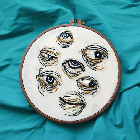 #punch #embroidery #eyes #art #kanaviçe Hozier Outfit, Embroidery Eyes, Embroidery On Canvas, Eye Embroidery, Eyes Embroidery, Punch Embroidery, Eyes Art, Tambour Embroidery, String Theory