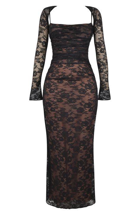 HOUSE OF CB Artemis Long Sleeve Lace Maxi Dress | Nordstrom Birthday Dresses Long Sleeve, Lace Dress Aesthetic, Long Black Lace Dress, Black Bodycon Dress Outfit, Lace Maxi Dresses, Tight Lace Dress, Long Tight Dress, Long Sleeve Lace Maxi Dress, Black Dress Lace Sleeves