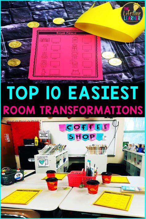 Ever wanted to try an EASY classroom transformation? This lists the 10 Easiest Classroom Transformations you can do! This can be used as practice or as a review activity for upper elementary students. Kids get to practice 3rd grade math concepts such as addition, subtraction, multiplication, division, geometry, fractions, area and perimeter, bar graphs, pictographs, word problems and many more. #3rdgrademath #teachers #classroomtransformation Teaching Games, Ron Clark, Math Spiral Review, Classroom Transformation, Math Challenge, Third Grade Classroom, Math Test Prep, Theme Days, Review Activities