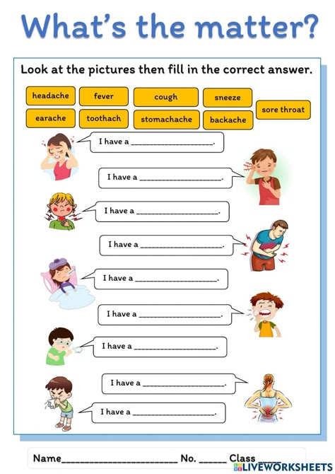 Health Worksheets For Kids, Matter Worksheets, English Teaching Materials, English Activities For Kids, First Day Of School Activities, Grammar Activities, 1st Grade Worksheets, English Lessons For Kids, Tarot Learning