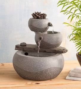 Small Indoor Water Fountains, Small Water Fountain, Water Fountain For Home, Table Fountain, Water Fountain Design, Water Fountain Pumps, Indoor Water Features, Home Fountain, Fountain Ideas