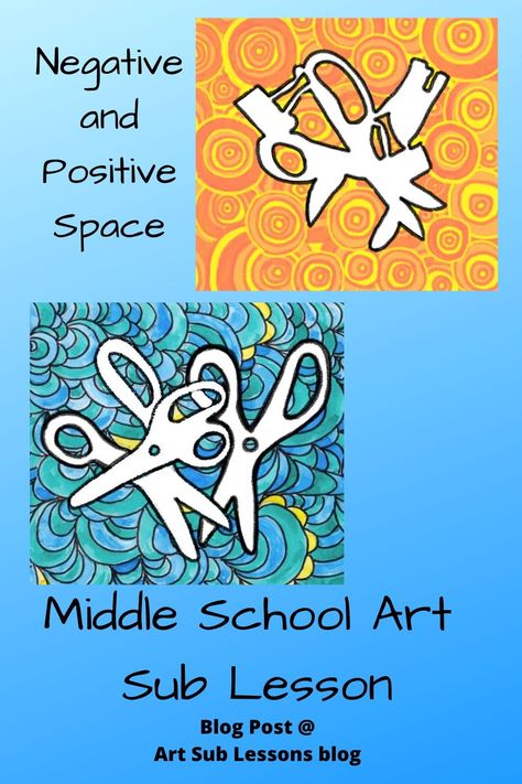 Art Homeschool, Intermediate Art, Adaptive Art, Art Sub Lessons, Negative And Positive Space, Easy Art Lessons, Negative Space Art, Positive And Negative Space, Negative And Positive