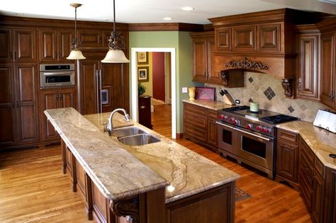 Typhoon Bordeaux | Granite Countertops Seattle Granite Kitchen Ideas, Typhoon Bordeaux Granite Countertops, Typhoon Bordeaux Granite Kitchen, Bordeaux Granite Countertops, Typhoon Bordeaux Granite, Beautiful Kitchen Designs, Maple Cabinets, Eclectic Kitchen, Granite Countertop