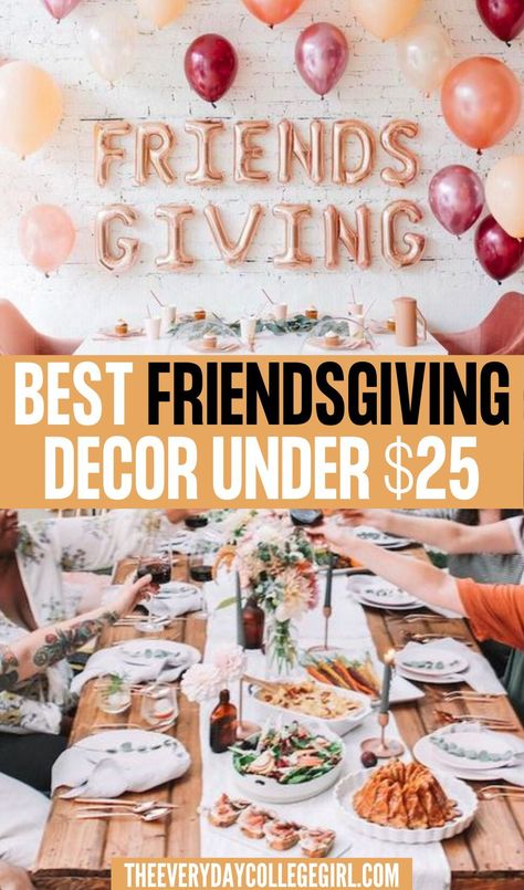 The best budget-friendly yet expensive-looking Friendsgiving decorations for your Friendsgiving party! Simple Friendsgiving Tablescape, Friendsgiving Table Decorations, Friendsgiving Aesthetic Outside, Friendsgiving Diy Decorations, Girlsgiving Ideas, Flannel Friendsgiving, Friends Giving Decor, Friendsgiving Dinner Party Decor Table, Outdoor Friendsgiving Party