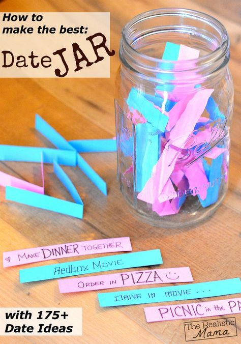 How to make the best date jar full of his and her ideas. Includes 175 DATE IDEAS to fill your jar and inspire you for awesome dates up ahead. Date Jar, Cute Date Ideas, My Funny Valentine, Cadeau Diy, Good Dates, Date Ideas, In A Jar, Dating Humor, Love And Marriage