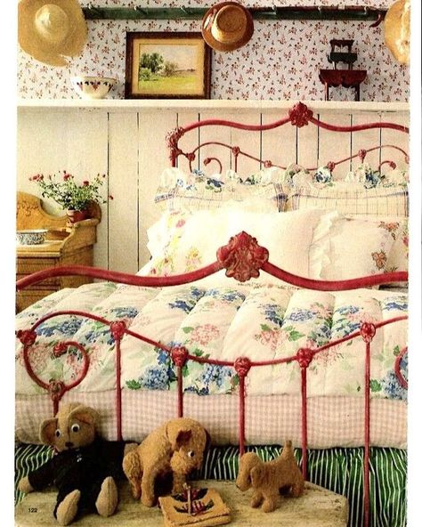 It may surprise you to know one of the more popular colors used to paint antique iron beds back in the 1800's.....was "red". Red has always represented "Love and Desire". It also represents "good fortune". #makeover #farmhousedesign #cottagecore #grandmillennial #Traditionalhome #BetterHomesGardens #hipstoric #Marthasvineyard #Dallasdesigners #Dallasantiques #antique #antiqueironbeds #Dallasinteriors #architecturaldigest #verandamag #chairish #airbnb #1stdibs #Ralphlauren #rlhome #houzz  #... Antique Iron Bed, Room Decor Styles, Antique Iron Beds, Iron Beds, Designer Top, Cottage Bedroom, Iron Bed, Country Bedroom, Antique Iron