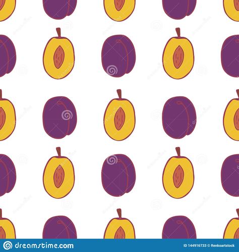 Plum fruit seamless pattern Plum Fruit, Food Backgrounds, Nursing Home, Pattern Illustration, Fabric Texture, Natural Health, Seamless Pattern, Seamless Patterns, Nursing