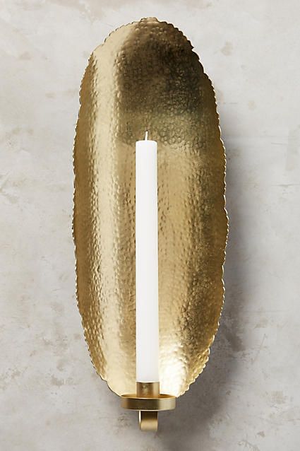 Anthropologie Hammered Candle Sconce Candle Sconces Living Room, Sconces Living Room, Brick Flooring, Wall Candles, Brass Candle, Hammered Gold, Luxury Candles, Boho Wall Decor, Gold Mirror