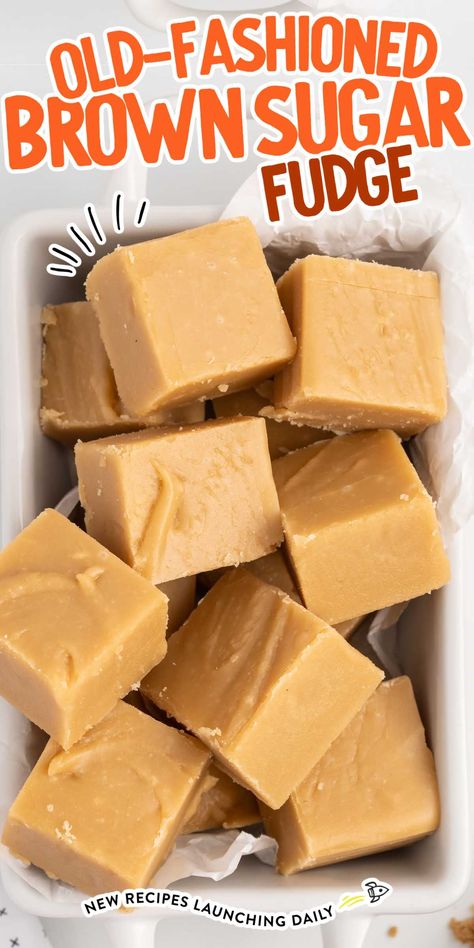 Tried and tested, this easy 5-ingredient Brown Sugar Fudge is a sure winner for your next bake sale, potluck, or holiday. Perfect for any occasion and ready in no time! Chocolate Fudge Recipes Easy, Vegan Fudge Recipes, Brown Sugar Fudge, No Bake Fudge, Homemade Fudge Recipes, Peanut Butter Fudge Recipe, Easy Candy Recipes, Brown Sugar Recipes, Fudge Ingredients