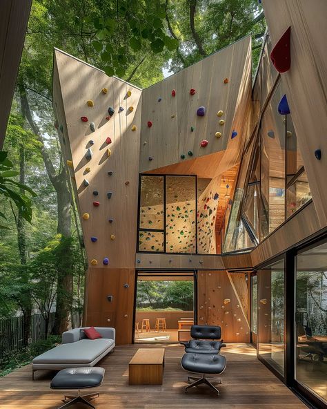 Home Climbing Gym, Cabin Cafe, Climbing Hall, Diy Climbing Wall, Climbing Design, Home Climbing Wall, Climbing Art, House Window Design, Indoor Rock Climbing