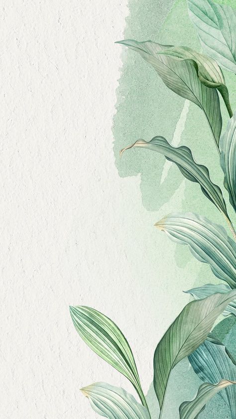 Leaf border blue mobile wallpaper | Premium Photo - rawpixel Tropical Iphone Wallpaper, Blue Mobile Wallpaper, Green Gradient Wallpaper, Green Gradient Background, Green Leaf Wallpaper, Photo Border, Wallpaper Tropical, Watercolor Border, Green Interior Design