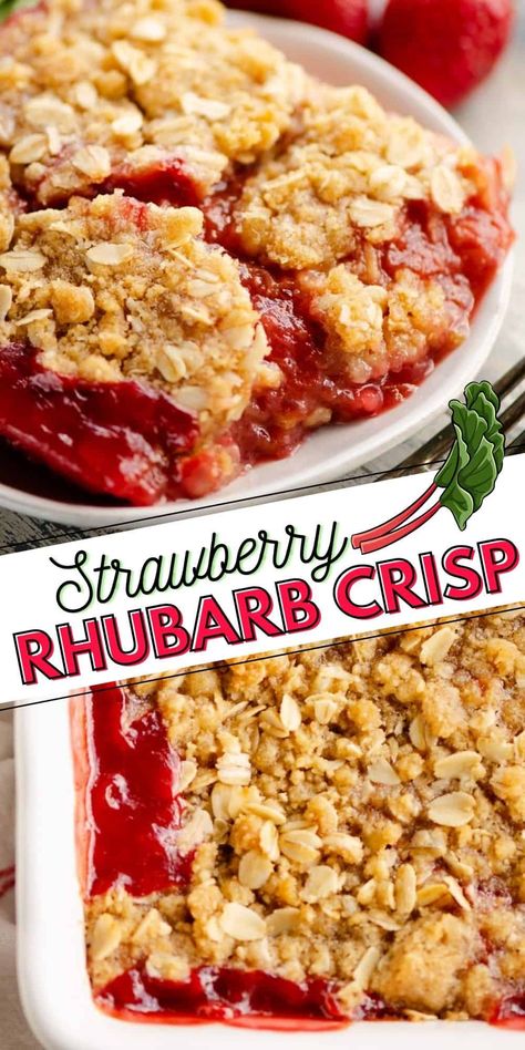 Easy Rhubarb Crisp, Strawberry Rhubarb Recipes, Strawberry Rhubarb Compote, Rhubarb Recipes Crisp, Oats Flour, Crisp Desserts, Strawberry Crisp, Strawberry Rhubarb Jam, Strawberry Rhubarb Crisp