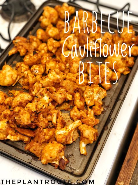 Vegan barbecue cauliflower bites, perfect for dipping! #barbecuecauliflower #vegan #theplantroute Barbecue Cauliflower, Vegan Barbecue, Greek Potatoes, Healthier Meals, Cauliflower Bites, Baked Cauliflower, Spicy Sauce, Vegetarian Food, Cauliflower Recipes