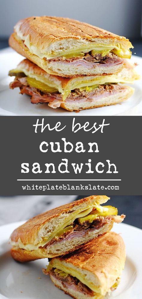 Sandwich Cubano, Cuban Sandwich Recipe, Slow Roasted Pork Shoulder, Panini Recipes, Sandwich Bar, Cuban Sandwich, Dinner Sandwiches, Healthy Sandwiches, Blank Slate