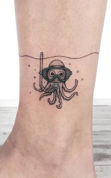 Cute Octopus Tattoo, Coastal Tattoos, Small Octopus Tattoo, Ocean Life Tattoos, Octopus Tattoo Sleeve, Kraken Tattoo, Squid Tattoo, Small Tattoos For Women, Dove Tattoos