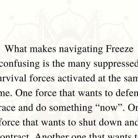 Ally| Trauma Integration Coach on Instagram: "What's the greatest life skill for navigating Freeze? ​ For a system to protect through freeze, all other survival attempts to seek safety have failed. What are other attempts? ​ - seeking safety through connection/relation (ventral) - seeking safety through fight (defending, bracing) - seeking safety through flee (running/moving away) - seeking safety fawn (suppressing one's own needs, limits and truth) - seeking safety through shutdown (contracting, disconnecting) ​ This is what leads the system into freeze and makes it complex and confusing: many suppressed forces are activated and stirred up through the system at the same time. ​  ​ These suppressed survival forces have "opposing" needs and survival drives/momentum: ​ - to defend, brace, co Seeking Safety, Great Life, Psych, Life Skills, Fails, Running, Instagram