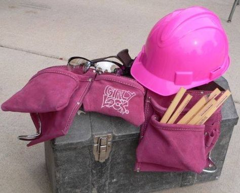 ... Pink Tool Box, Construction Gear, Girl Tools, Ing Civil, Stylist Tools, Construction Hat, Pink Tools, Hat Aesthetic, Furniture Sliders