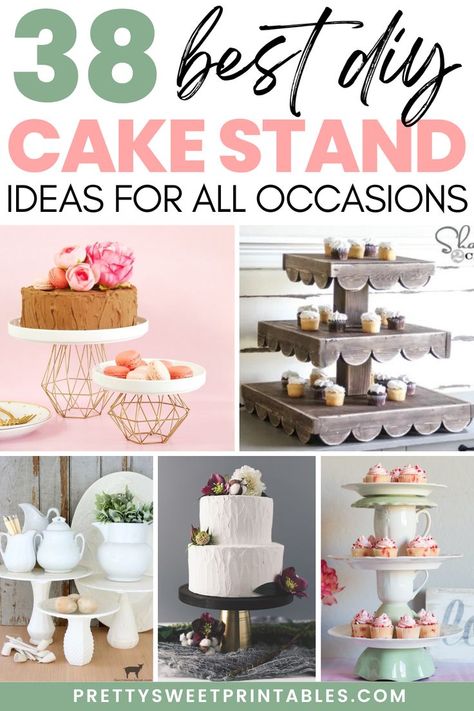 diy cake stands Cake Stand Ideas, Easy Diy Cake, Diy Wedding Cake Stand, Unique Cake Stands, Cake Presentation, Diy Cake Stand, Wedding Cake Stand, Stand Ideas, Wedding Cake Stands