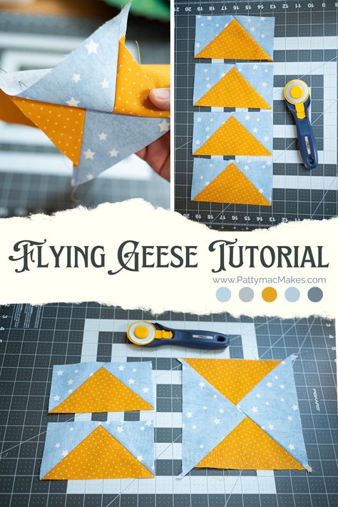 3 different pictures of flying geese units Flying Geese 4 At A Time, Flying Geese Pillow Pattern, 4 At A Time Flying Geese Chart, Flying Geese Size Chart, Quilting Flying Geese, Flying Geese Quilt Ideas, Flying Geese Tutorial, Sew Quilt, Flying Geese Quilt