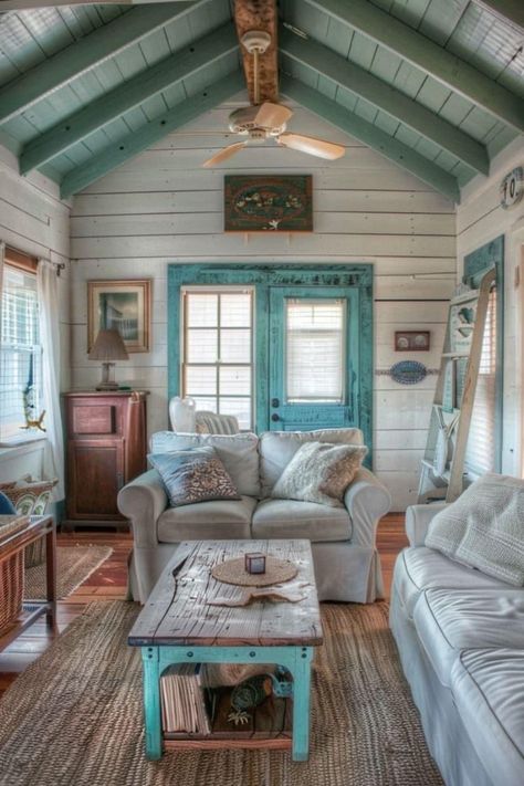 Beach Mobile Home, Beach Mobile, Beach Cottage Ideas, Beach House Aesthetic, Exterior Design Ideas, House Aesthetic, Dream Beach, Cottage Ideas, Coastal Cottage