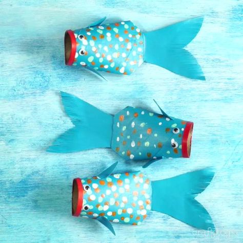 Peces de Cartón Paper Towel Roll Art, Paper Roll Crafts Diy, Paper Towel Crafts, Crafts For Kids Paper, Boho Crafts Diy, Toilet Paper Crafts, Toilet Paper Roll Crafts, Animal Crafts For Kids, Paper Roll Crafts