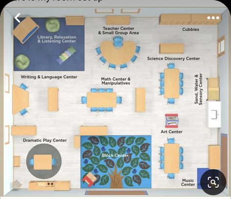 Preschool Layout Ideas, Preschool Layout Floor Plans, Classroom Check In Attendance, Sen Classroom Layout, Book Nook Preschool Classroom, After School Center Design, Preschool Classroom Layout Ideas, Kindergarten Classroom Floor Plan, Kindergarten Classroom Play Area