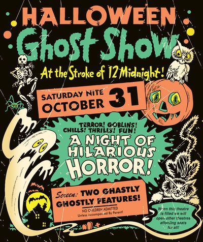 Halloween Ghost Show Vintage Halloween Art, Ghost Shows, Vintage Halloween Images, Halloween Retro, Halloween Graphics, Halloween Flyer, Halloween 3, Holiday Halloween, Halloween Goodies