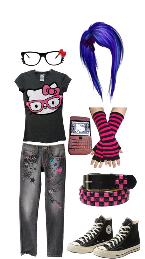 Scenecore Outfit, Scene Kid Outfits, Emo Fits, Emo Teen, Scene Core, Hello Kitty Clothes, Scene Outfits, Scene Girls, Scene Fashion