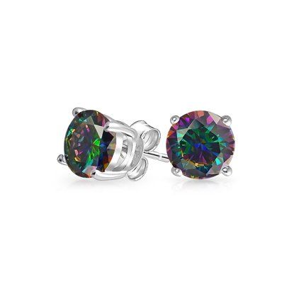 Holiday Womens Jewelry Deals 2020 - Walmart.com Colorful Stud Earrings, Rainbow Topaz, Unisex Earrings, Black Gold Jewelry, Womens Earrings Studs, Topaz Color, Cz Stud Earrings, Mystic Topaz, Round Stud Earrings