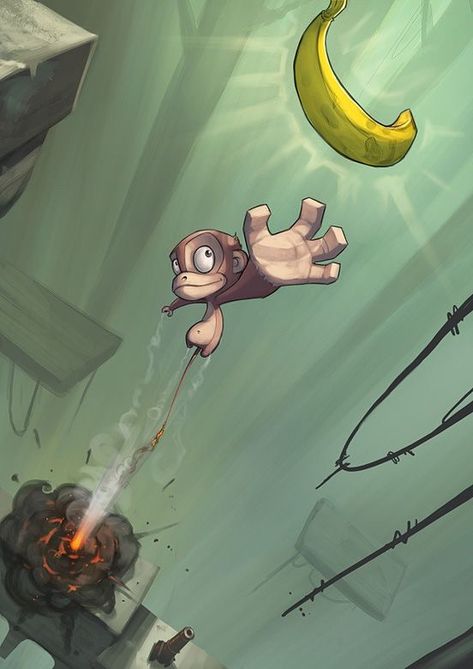 Monkey Drawing, Illustration Example, Monkey Illustration, Monkey Art, A Banana, Arte Fantasy, Cartoon Character Design, Illustration Artwork, 3d Characters