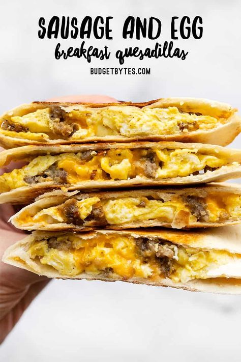 Sausage And Egg Breakfast, Beef Sausage Recipes, Breakfast Quesadilla Recipes, Breakfast Quesadillas, Breakfast Quesadilla, Breakfast Burritos Recipe, Freezer Breakfast, Filling Breakfast, Sausage And Egg