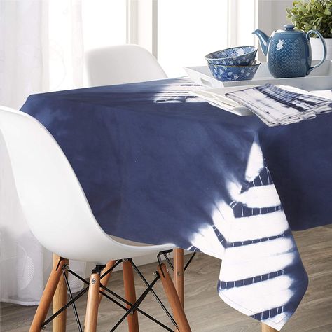 Amazon.com: Blue Tablecloth Square - 54 x 54 Inch - Washable Table Cover for Square or Round Table Pure Cotton Shibori Tie Dye Print Great for Kitchen Decorations, Wedding, Parties, Restaurant & More: Kitchen & Dining Square Table Cloth, Boho Table Runner, Blue Tablecloth, Kitchen Decorations, Rustic Fall Decor, Shibori Tie Dye, Indigo Shibori, Square Tablecloth, Cotton Tablecloths