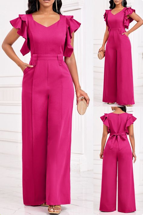 🌸 Make a bold statement with Rosewe’s Breathable Hot Pink V-Neck Jumpsuit! Flaunt your style with this vibrant, must-have summer piece. Shop now and own the look! 💖  #FashionTrends2024 #StyleInspo #OOTD #InstaFashion #FashionLover #FashionForward #OutfitOfTheDay #Fashionista #StyleOfTheDay #FashionBlogger Pink Jumpsuits Outfit, Classy Jumpsuit Outfits, Hot Pink Jumpsuits, Dress For Your Body Type, Pink Check Dress, Jumpsuit Pattern Sewing, Jumpsuit Short, Classy Jumpsuit, 2piece Outfits