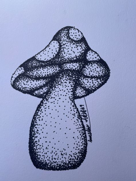 Mushroom Gcse Art, Dotted Art Drawing, Dot Drawing Simple Easy, Mushroom Texture Drawing, Mushroom Dot Art, Dot Drawing Simple, Dot Drawing Sketches, Dot Drawing Ideas, Dot Art Tattoo