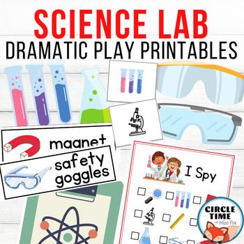 Fun science lab dramatic play printables and activities for preschool, prek, and kindergarten! Fun props for your scientist set-up with related activities that your little ones will love. You receive:24 Page PDFVariety of full color, themed signs, props, and activitiesBlack line printablesIncluded in this pack:Science Lab signOpen/closed foldable tent signName tags (4 designs)Props for pretend play (7pgs)Word cardsPicture cardsI Spy game (full and half page)Scientist notes sheetScientist themed Scientist Activities For Preschool, Fair Activities For Preschool, Science Dramatic Play Preschool, Science Lab Preschool, Scientist Dramatic Play Preschool, Science Lab Dramatic Play Preschool, Scientist Dramatic Play, Doctor Center Preschool Dramatic Play, Science Lab Dramatic Play