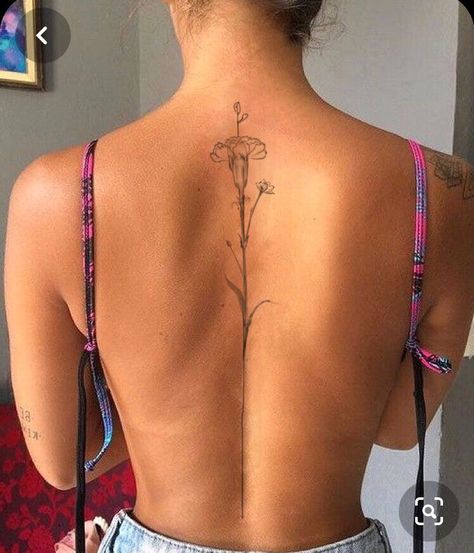 3d Tipografi, Floral Back Tattoos, Earthy Tattoos, Basic Tattoos, Petite Tattoos, Spine Tattoos For Women, Back Tattoo Women, Discreet Tattoos, Spine Tattoos